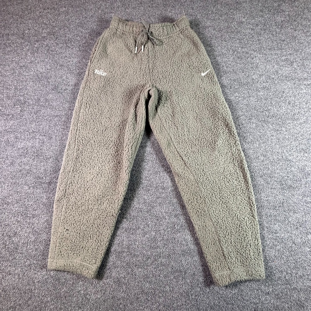 Nike Therma-Fit Sweatpants Womens XS Gray Sherpa Tapered Hiking Camping Pockets